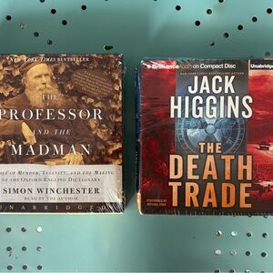 Lot 2 Sealed Audiobook CDs Jack Higgins Death Trade Simon Winchester Unabridged